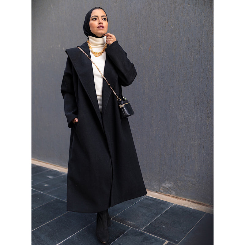Shawl collar black coat