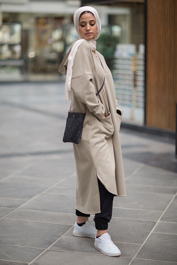 Light khaki sweatshirt dress