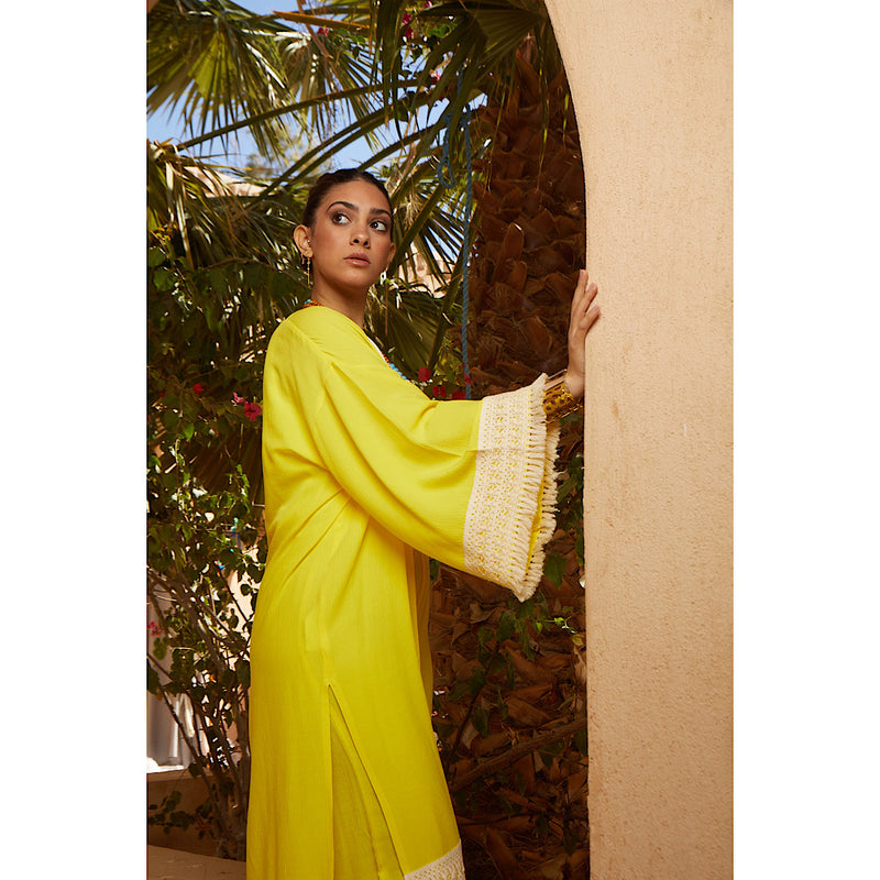 Bright yellow embroidered set